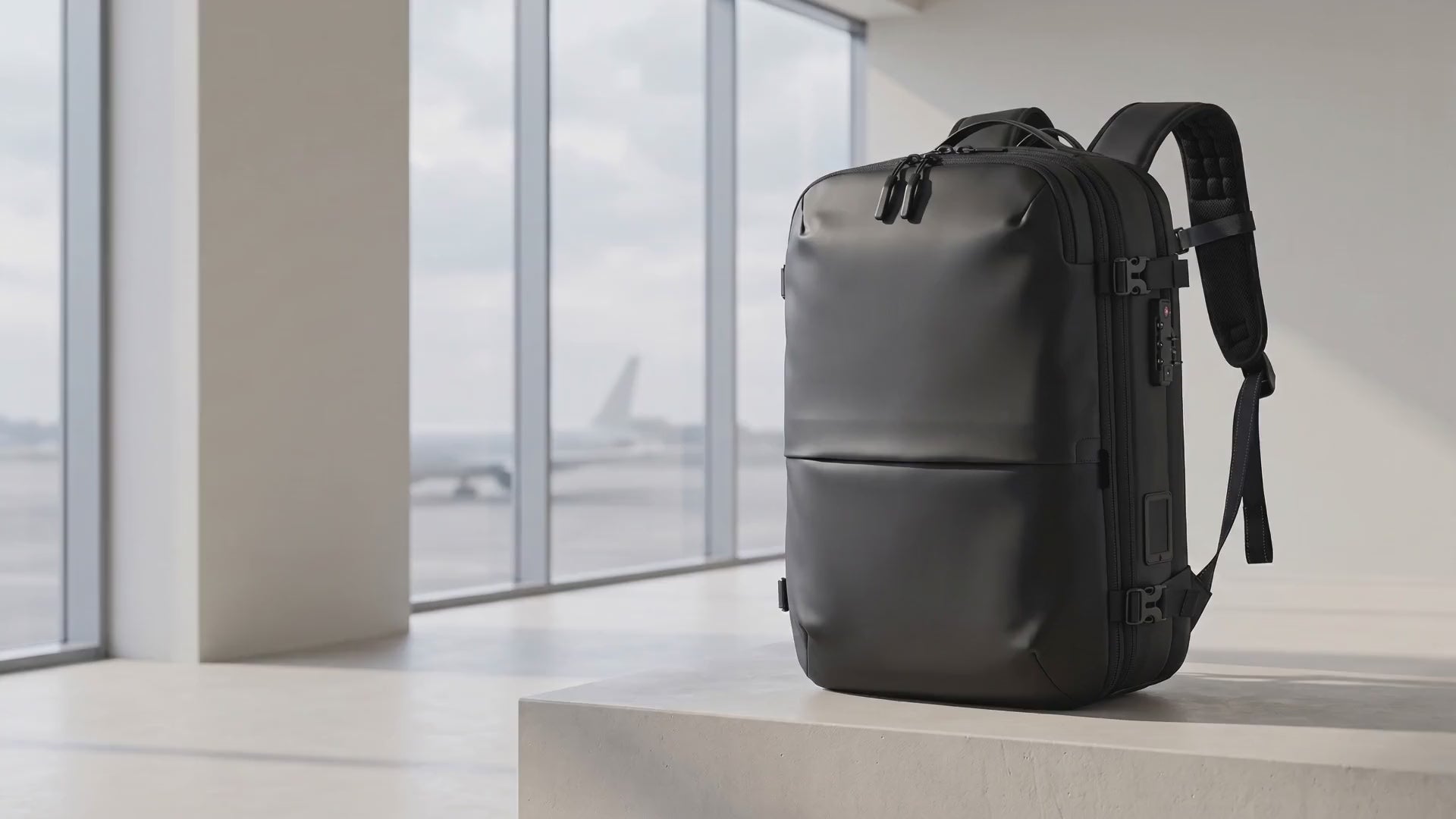 Mochila de cabina Zetics en el aeropuerto